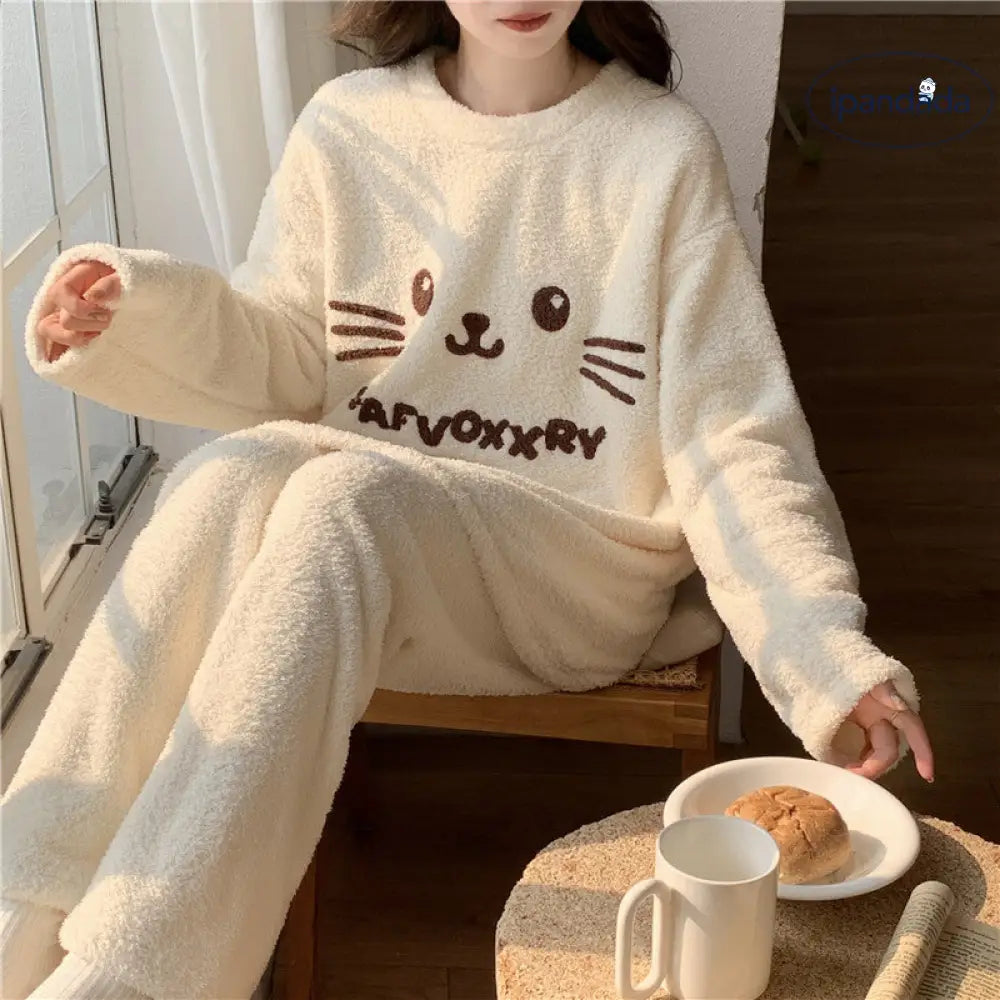 コーラルフリース　パジャマセットアップ　冬　レディース　ルームウェア コーラルフリース パジャマセットアップ 冬 レディース ルームウェア