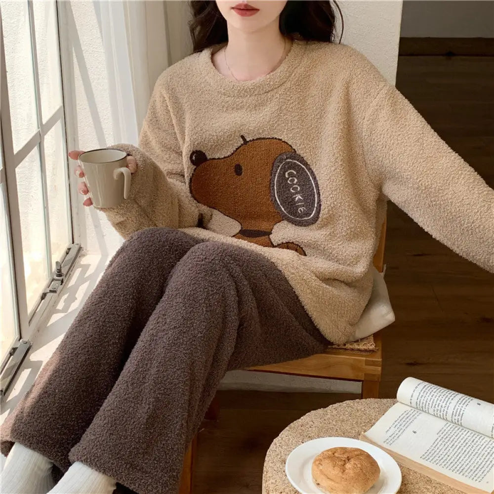 コーラルフリース　パジャマセットアップ　冬　レディース　ルームウェア コーラル フリース パジャマ 女性用 冬 2025 新作 セット 秋冬 ルーム