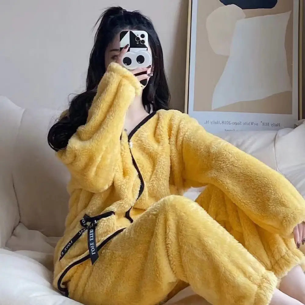 コーラルフリース 冬用 韓国風 可愛らしい スウィート 加厚 保温