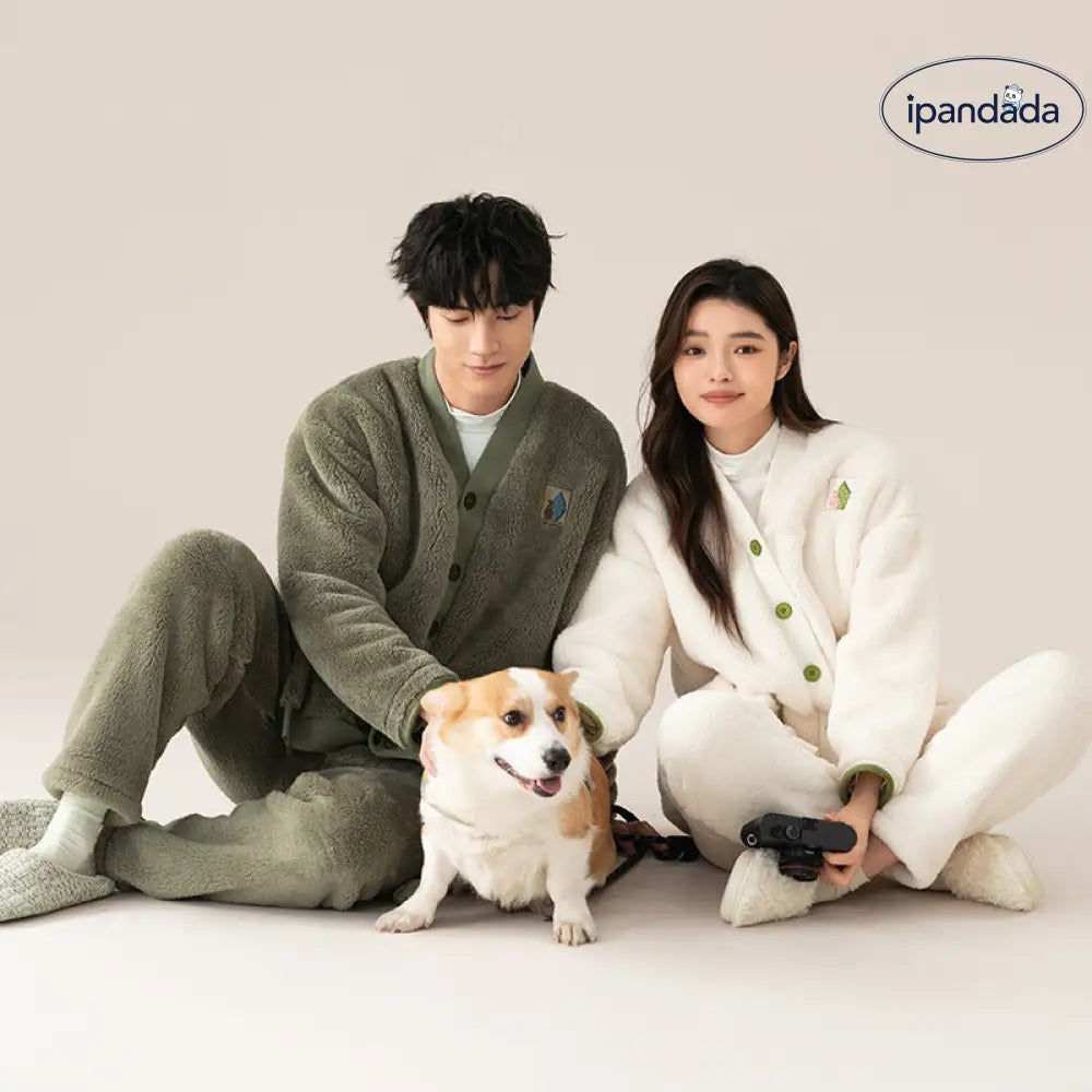 コーラルフリース カップル パジャマ 冬用 加厚 和服 保温 セット 大きいサイズ フランネル ルームウェア ID3004