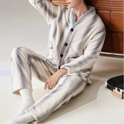 コーラルフリース メンズ パジャマ 冬用 加厚 フリース 新作 秋冬 保温 メンズ ルームウェア セット ID2992