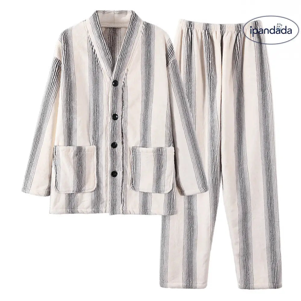 コーラルフリース メンズ パジャマ 冬用 加厚 フリース 新作 秋冬 保温 メンズ ルームウェア セット ID2992