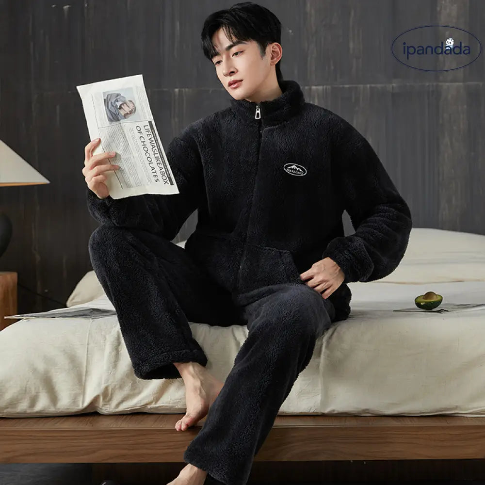 コーラルフリース パジャマ 男 秋冬 フリース 加厚 保温 フランネル 冬 大きいサイズ ルームウェア セット ID2938