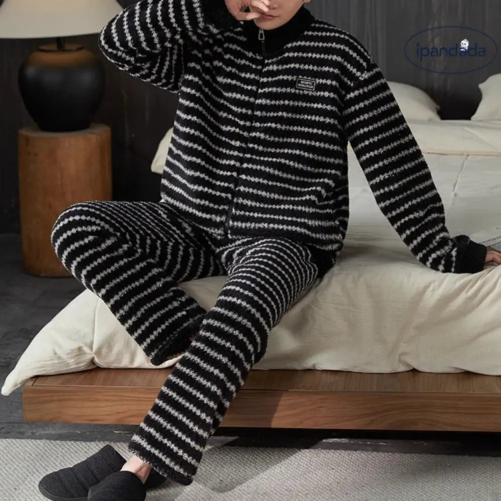 コーラルフリース パジャマ 男 秋冬 フリース 加厚 保温 フランネル 冬 大きいサイズ ルームウェア セット ID2938