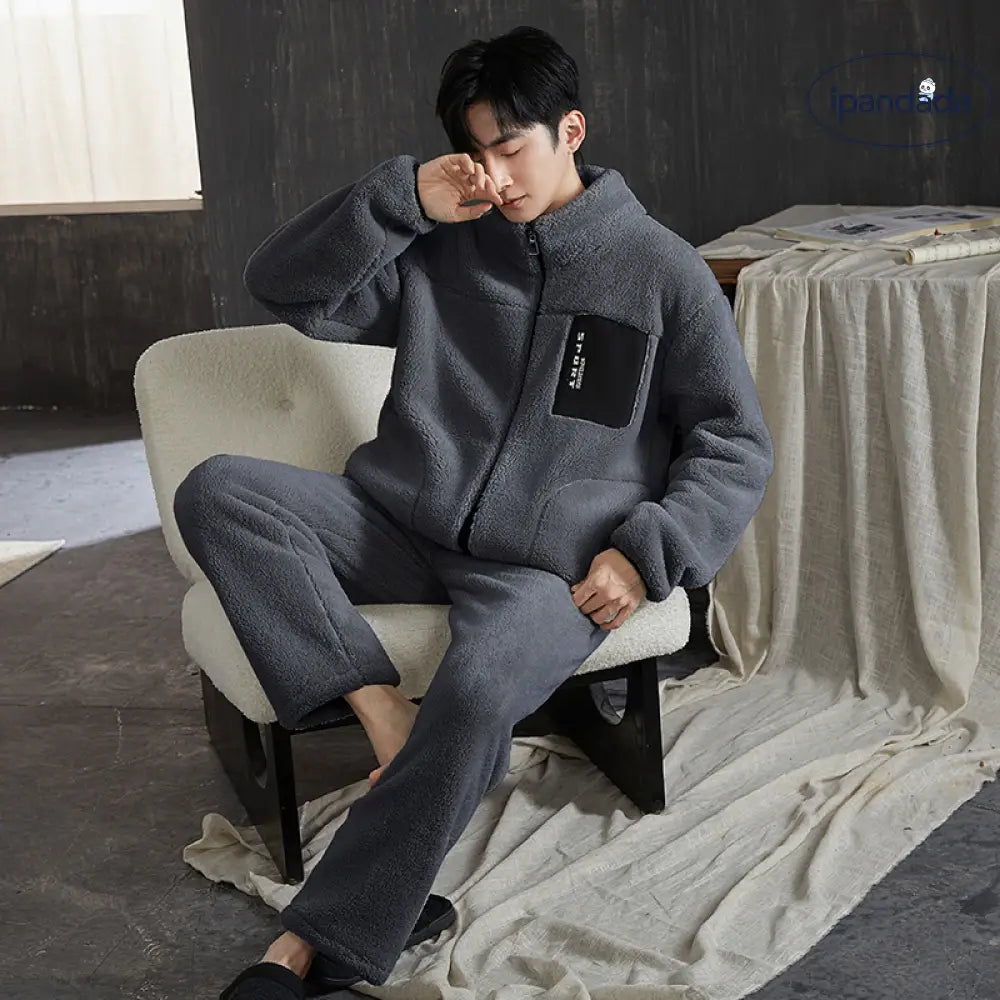 コーラルフリース パジャマ 男 秋冬 フリース 加厚 保温 フランネル 冬 大きいサイズ ルームウェア セット ID2938