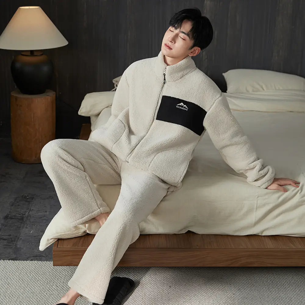 コーラルフリース パジャマ 男 秋冬 フリース 加厚 保温 フランネル 冬 大きいサイズ ルームウェア セット ID2938 タイプ⑧ / L