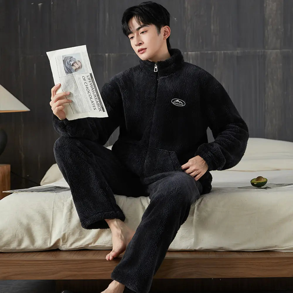 コーラルフリース パジャマ 男 秋冬 フリース 加厚 保温 フランネル 冬 大きいサイズ ルームウェア セット ID2938 タイプ⑦ / L