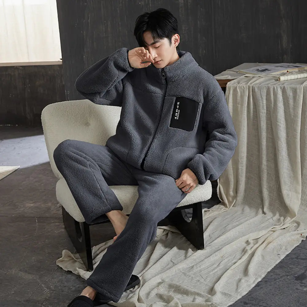 コーラルフリース パジャマ 男 秋冬 フリース 加厚 保温 フランネル 冬 大きいサイズ ルームウェア セット ID2938 タイプ⑥ / L