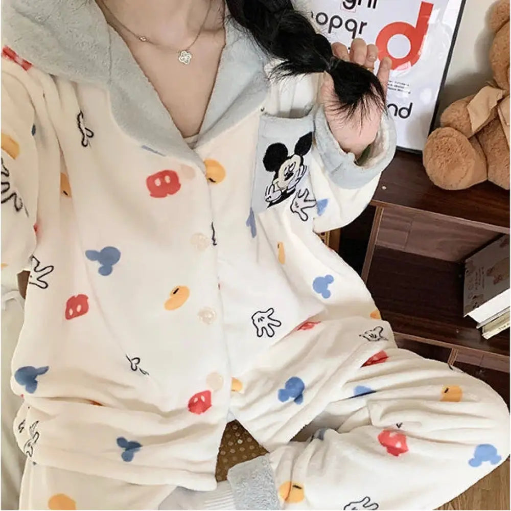 コーラルフリース 冬季 厚手 スヌーピー フランネル 長袖 パジャマ レディース かわいい 保温 ルームウェア ID3605 タイプ② / M