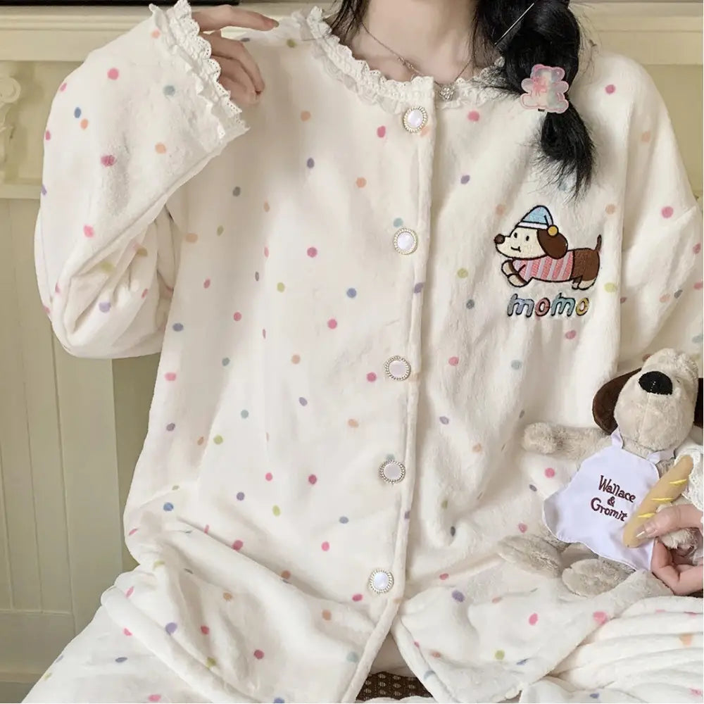 コーラルフリース 冬季 厚手 スヌーピー フランネル 長袖 パジャマ レディース かわいい 保温 ルームウェア ID3605 タイプ④ / M