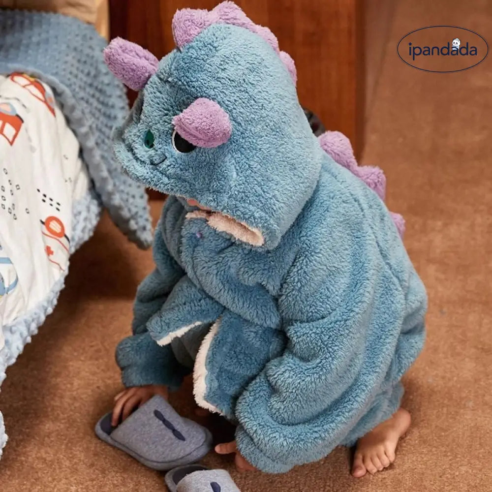 コーラルフリース 子供 ローブ 秋冬 部屋着 ベビー 小恐竜 裏起毛 パジャマ 冬季 男の子 セットアップ ID3419