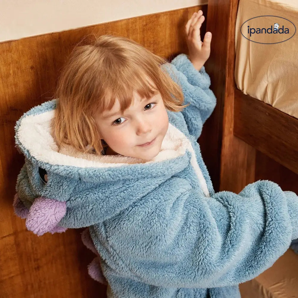 コーラルフリース 子供 ローブ 秋冬 部屋着 ベビー 小恐竜 裏起毛 パジャマ 冬季 男の子 セットアップ ID3419