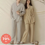 コットン ダブルガーゼ ピュアコットン カップル パジャマ レディース 長袖 メンズ ルームウェア ID3713