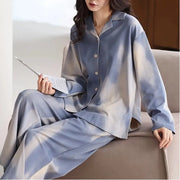 快適 春 パジャマ セット 綿 襟付きカーディガン 長袖 ルームウェア ゆったり 新作 部屋着 2点セット 肌触りよい ID4165