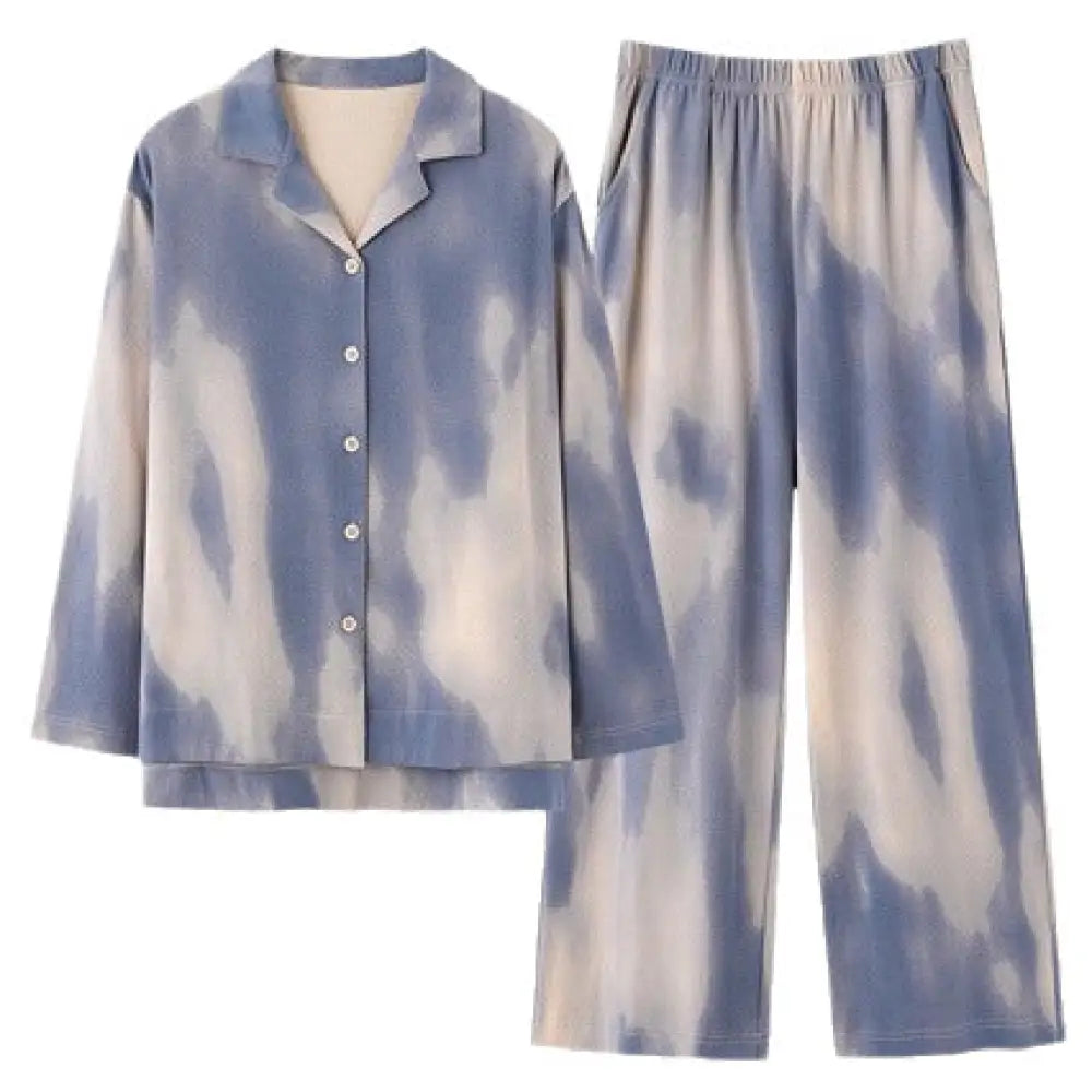 快適 春 パジャマ セット 綿 襟付きカーディガン 長袖 ルームウェア ゆったり 新作 部屋着 2点セット 肌触りよい ID4165 写真通り / M