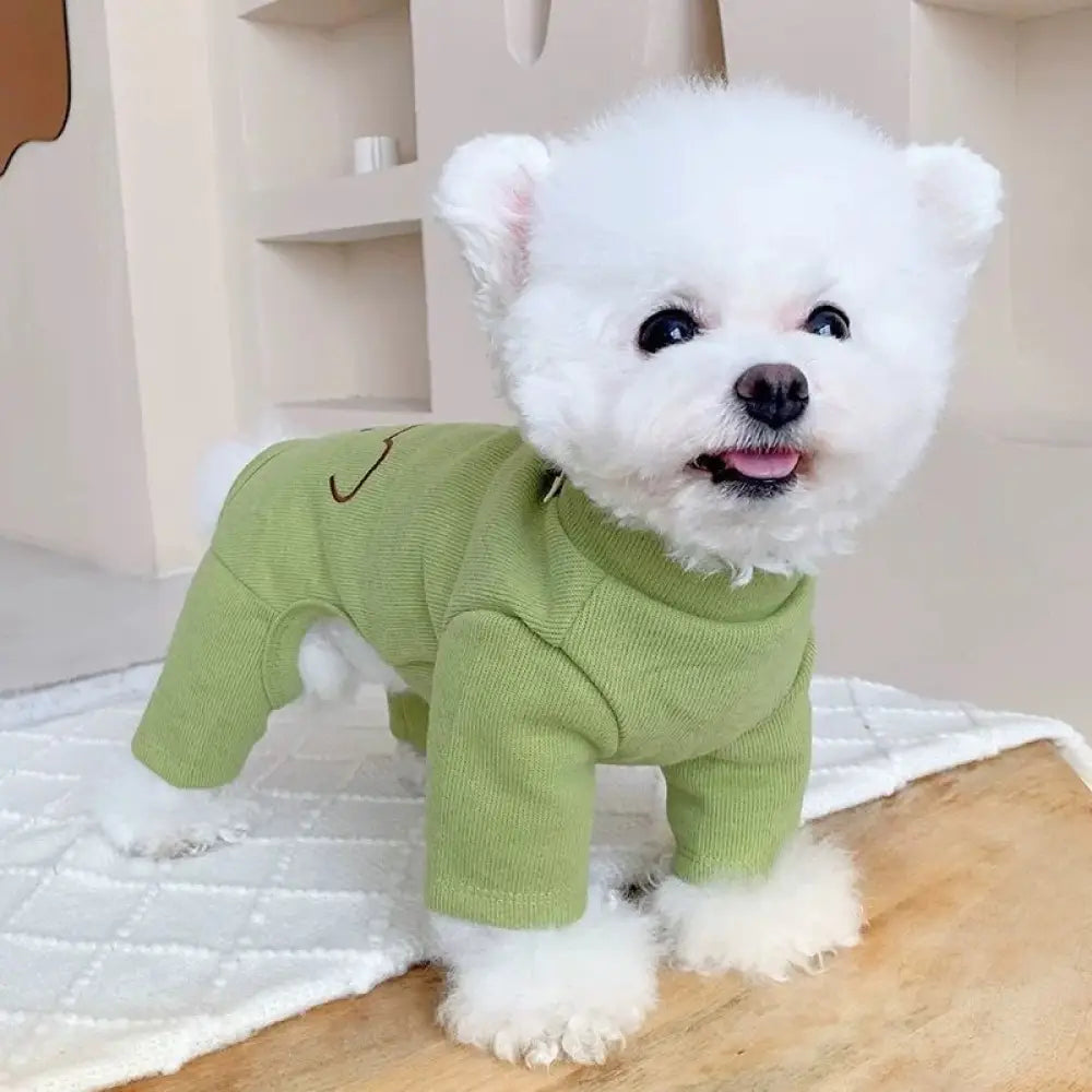 くま 四足 服 春秋用 犬用 テディベア ビション フリーゼ 小型犬 柴犬 シュナウザー ポメラニアン 猫用 ペット用 服 ID2411 グリーン / S ペット用品＞ウェア