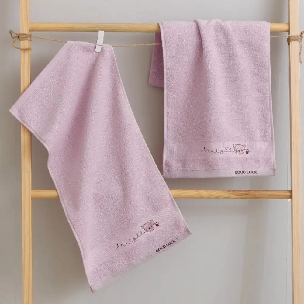 くまの柄 ピュアコットン 子供用 ミニタオル 顔拭き用 家庭用 柔らかい 全綿 吸水性 ほつれない ハンドタオル ID2243 パープル インテリア雑貨＞ファッション雑貨
