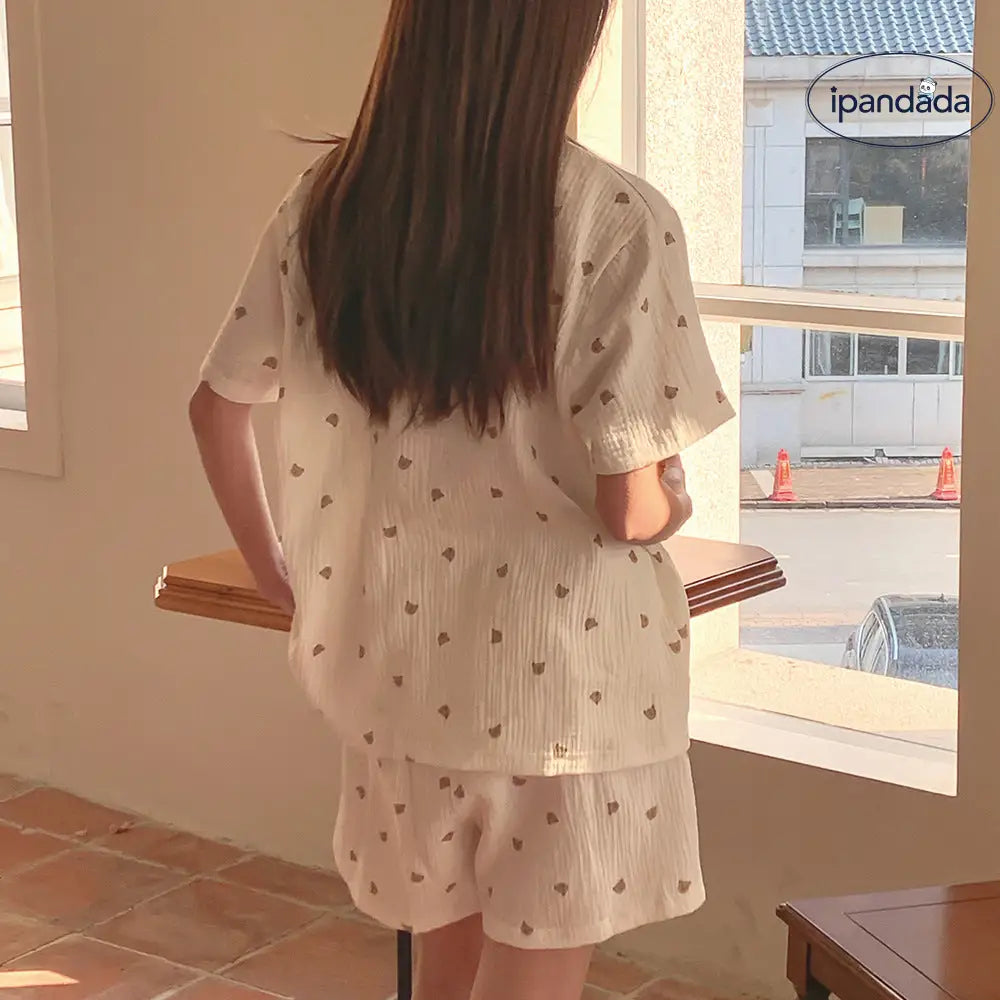 ID1648 クレープ パジャマセット 純綿  レディース 夏 半袖 ショートパンツ 外出着可 薄手 ルームウェア 吸汗速乾 通気性 軽量