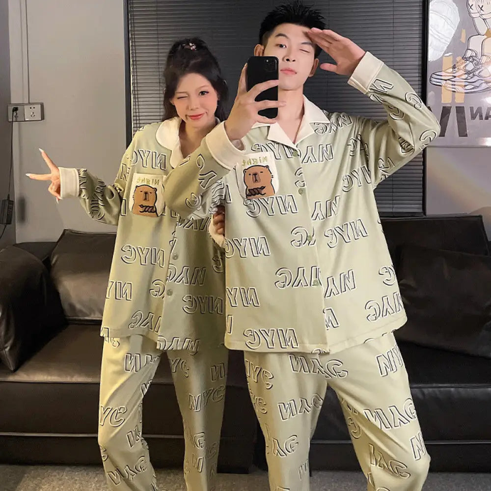 クレヨンしんちゃん カップル カーディガン パジャマ 秋冬 長袖 お揃い あったか ルームウェア 部屋着 2点セット 人気キャラ ID4076 タイプ⑤ / レディースＭ