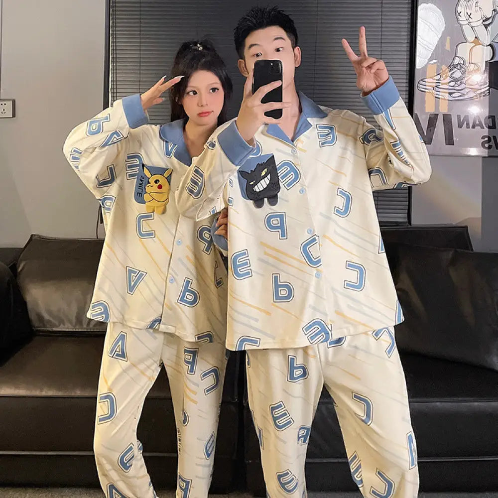 クレヨンしんちゃん カップル カーディガン パジャマ 秋冬 長袖 お揃い あったか ルームウェア 部屋着 2点セット 人気キャラ ID4076 タイプ④ / レディースＭ