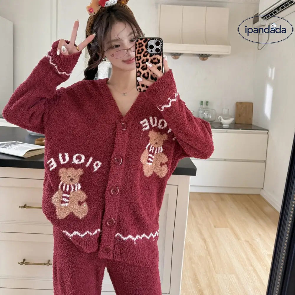 クリスマス ふわふわ カートゥーン クマ レディース 可愛い クマ ルームウェア パジャマ ID3636