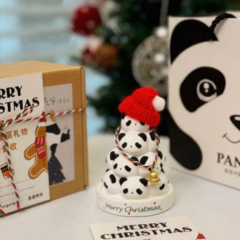 クリスマス限定 アロマテラピー石膏の装飾品 ハンドメイド ギフト パンダ プレゼント 手作り 香り オーナメント アロマテラピー タイプ③（帽子付き） / 7*5.5*5.5cm グッズ＞その他
