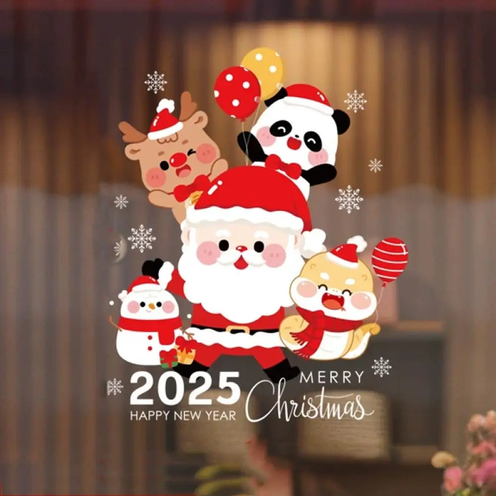 クリスマス限定 静電ステッカー パンダ ウォールステッカー 飾り 剥がせる 汚れない 静電気シール 雰囲気満点 壁飾り 小物 部屋 装飾品 五人タイプ / S グッズ＞その他