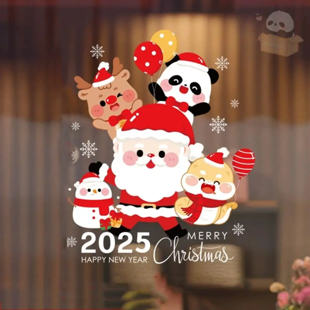 クリスマス限定 静電ステッカー パンダ ウォールステッカー 飾り 剥がせる 汚れない 静電気シール 雰囲気満点 壁飾り 小物 部屋 装飾品 五人タイプ / S グッズ＞その他