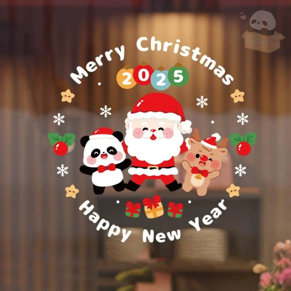クリスマス限定 静電ステッカー パンダ ウォールステッカー 飾り 剥がせる 汚れない 静電気シール 雰囲気満点 壁飾り 小物 部屋 装飾品 三人タイプ / S グッズ＞その他