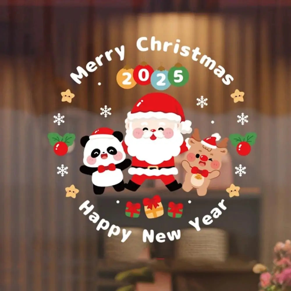 クリスマス限定 静電ステッカー パンダ ウォールステッカー 飾り 剥がせる 汚れない 静電気シール 雰囲気満点 壁飾り 小物 部屋 装飾品 三人タイプ / S グッズ＞その他