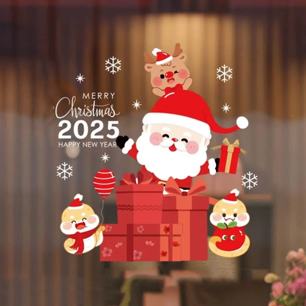 クリスマス限定 静電ステッカー パンダ ウォールステッカー 飾り 剥がせる 汚れない 静電気シール 雰囲気満点 壁飾り 小物 部屋 装飾品 四人タイプ / S グッズ＞その他