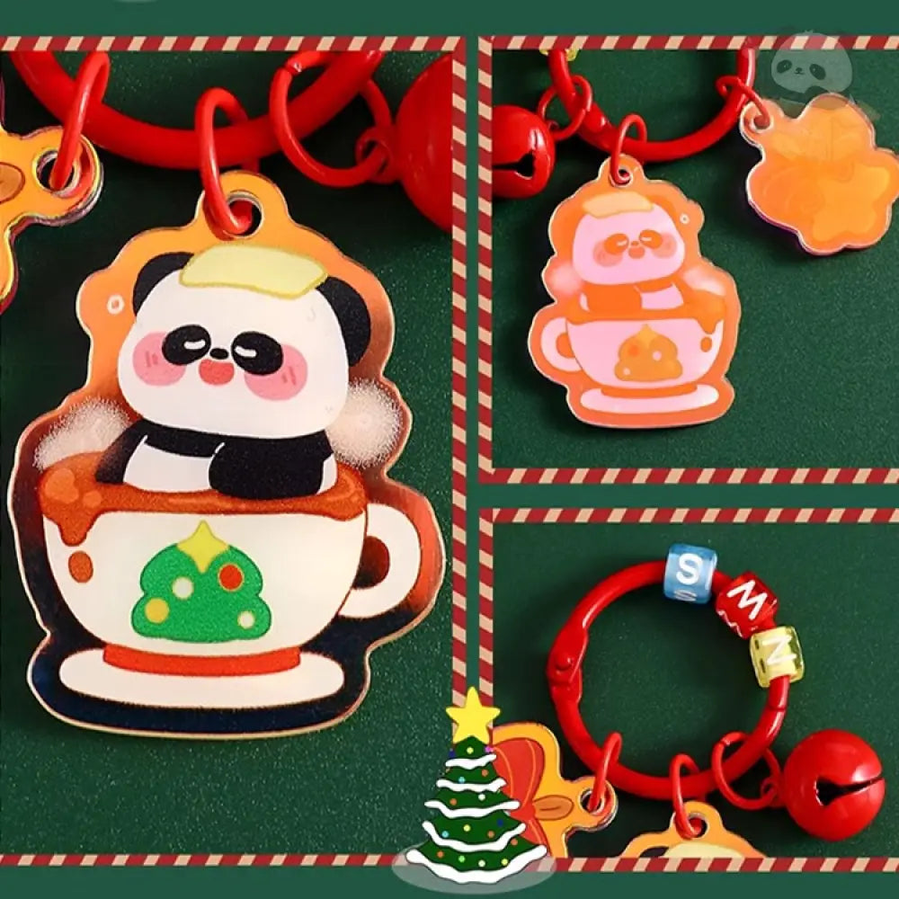 クリスマス限定 キーホルダー パンダ サンタ クリスマスツリー トナカイ 雪だるま キーリング ペンダント おしゃれ かわいい プレゼント 贈り物 小物 卒園 記念 グッズ＞その他