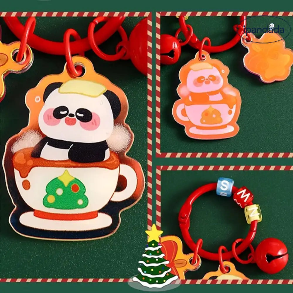 クリスマス限定 キーホルダー パンダ サンタ クリスマスツリー トナカイ 雪だるま キーリング ペンダント おしゃれ かわいい プレゼント 贈り物 小物 卒園 記念 グッズ＞その他