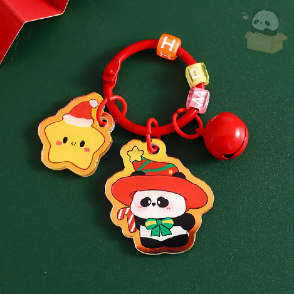 クリスマス限定 キーホルダー パンダ サンタ クリスマスツリー トナカイ 雪だるま キーリング ペンダント おしゃれ かわいい プレゼント 贈り物 小物 卒園 記念 タイプ1 / フリー グッズ＞その他