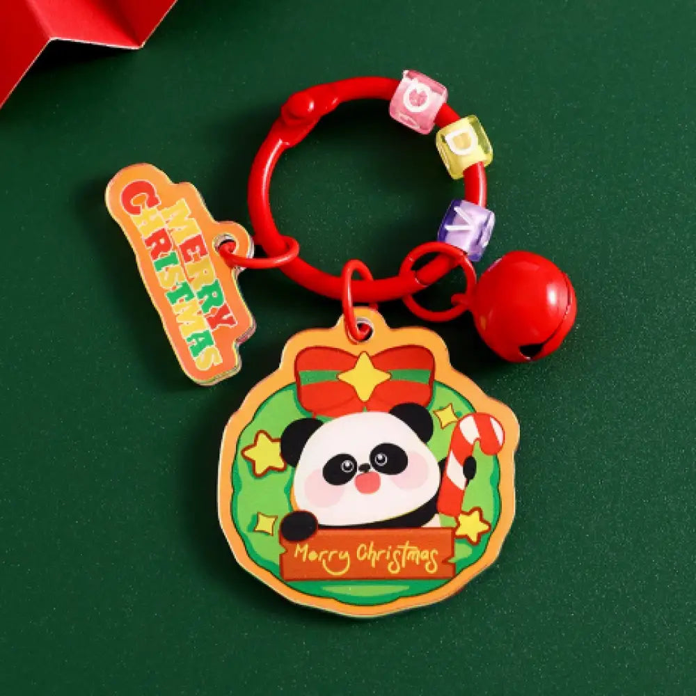 クリスマス限定 キーホルダー パンダ サンタ クリスマスツリー トナカイ 雪だるま キーリング ペンダント おしゃれ かわいい プレゼント 贈り物 小物 卒園 記念 タイプ10 / フリー グッズ＞その他