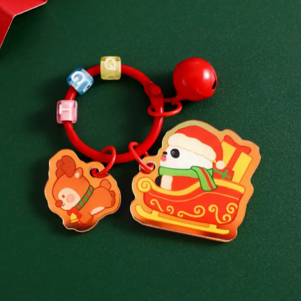 クリスマス限定 キーホルダー パンダ サンタ クリスマスツリー トナカイ 雪だるま キーリング ペンダント おしゃれ かわいい プレゼント 贈り物 小物 卒園 記念 タイプ4 / フリー グッズ＞その他