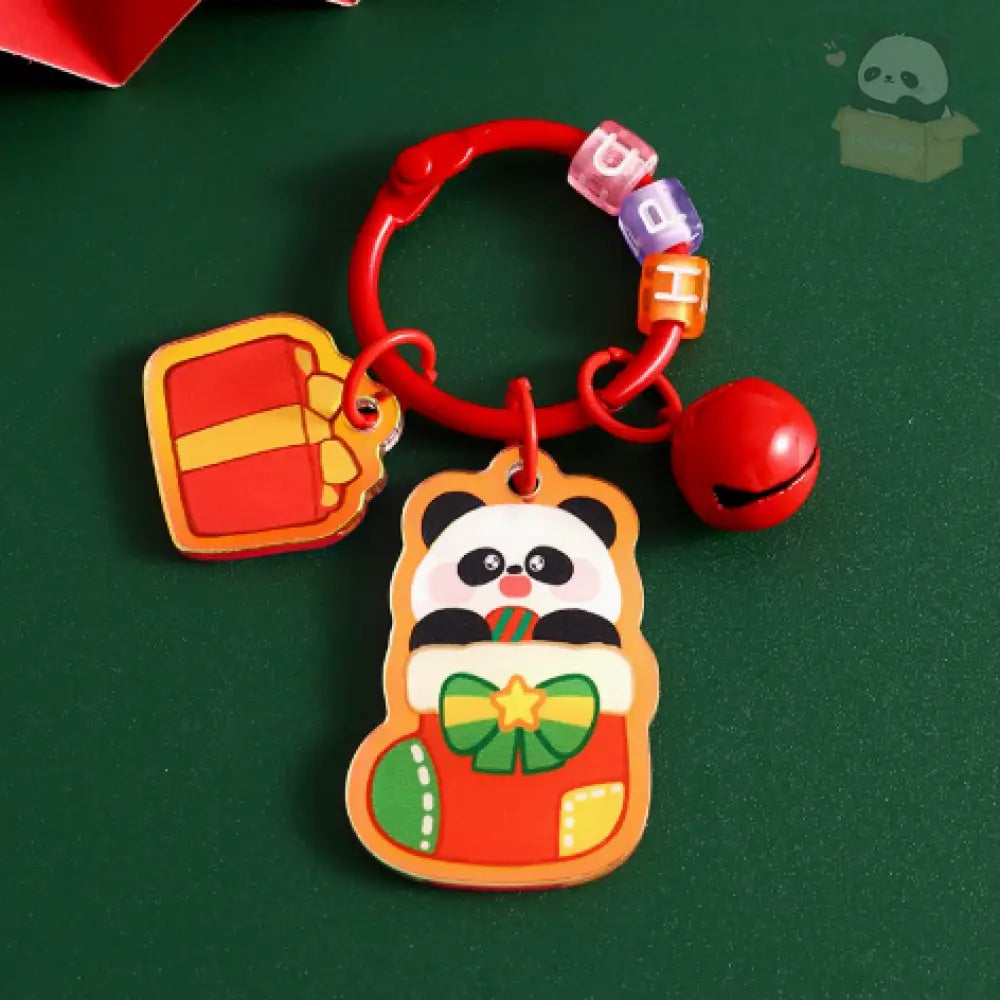 クリスマス限定 キーホルダー パンダ サンタ クリスマスツリー トナカイ 雪だるま キーリング ペンダント おしゃれ かわいい プレゼント 贈り物 小物 卒園 記念 タイプ5 / フリー グッズ＞その他