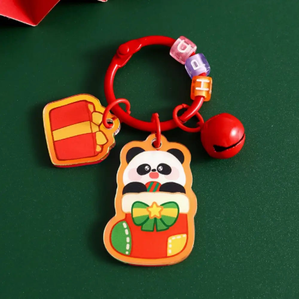 クリスマス限定 キーホルダー パンダ サンタ クリスマスツリー トナカイ 雪だるま キーリング ペンダント おしゃれ かわいい プレゼント 贈り物 小物 卒園 記念 タイプ5 / フリー グッズ＞その他