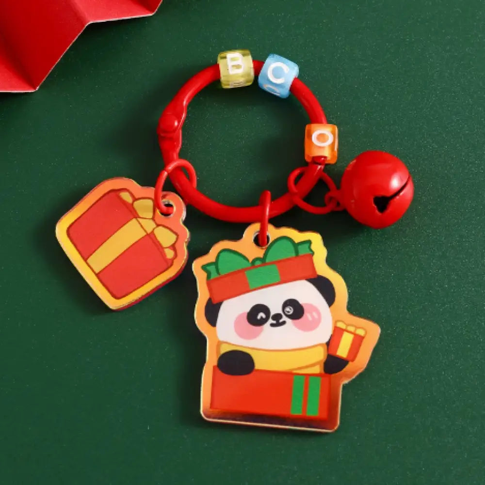 クリスマス限定 キーホルダー パンダ サンタ クリスマスツリー トナカイ 雪だるま キーリング ペンダント おしゃれ かわいい プレゼント 贈り物 小物 卒園 記念 タイプ6 / フリー グッズ＞その他