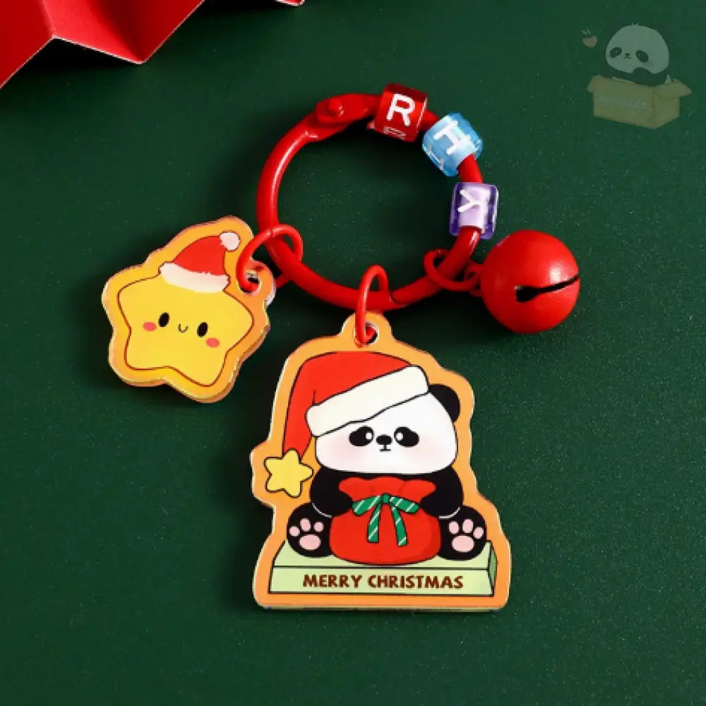 クリスマス限定 キーホルダー パンダ サンタ クリスマスツリー トナカイ 雪だるま キーリング ペンダント おしゃれ かわいい プレゼント 贈り物 小物 卒園 記念 タイプ7 / フリー グッズ＞その他