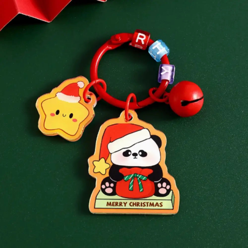 クリスマス限定 キーホルダー パンダ サンタ クリスマスツリー トナカイ 雪だるま キーリング ペンダント おしゃれ かわいい プレゼント 贈り物 小物 卒園 記念 タイプ7 / フリー グッズ＞その他