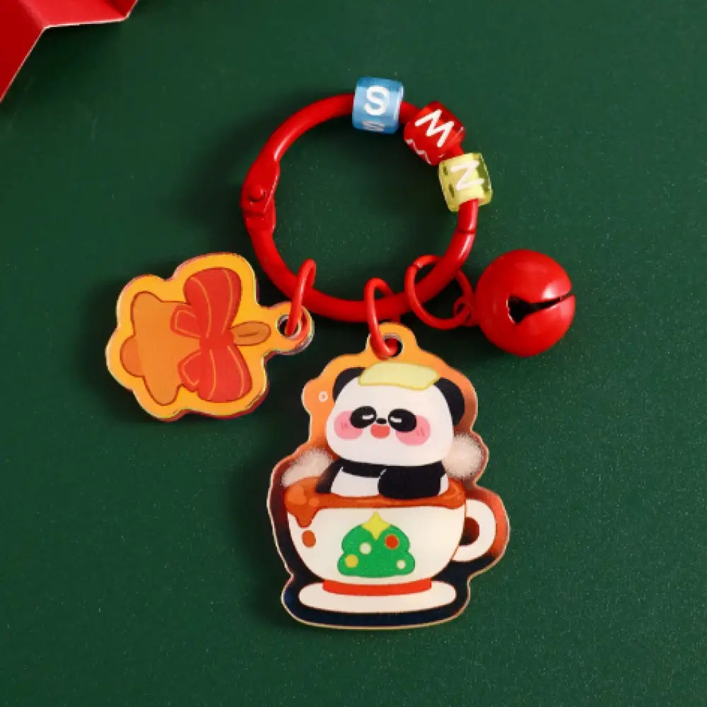 クリスマス限定 キーホルダー パンダ サンタ クリスマスツリー トナカイ 雪だるま キーリング ペンダント おしゃれ かわいい プレゼント 贈り物 小物 卒園 記念 タイプ8 / フリー グッズ＞その他