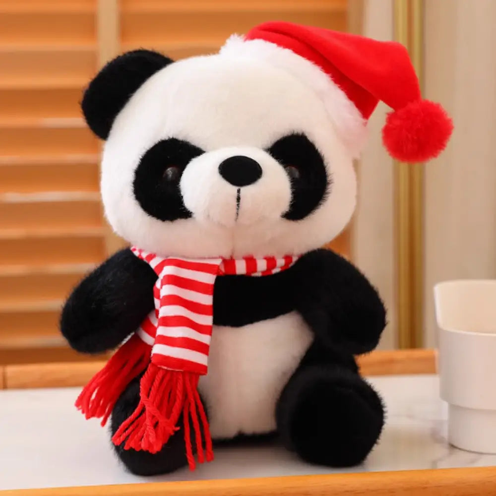 クリスマス限定 パンダ ぬいぐるみ おしゃれ バッグチャーム ギフト プレゼント グッズ ふわふわ ドール ストライプスカーフ / 25cm グッズ＞ぬいぐるみ