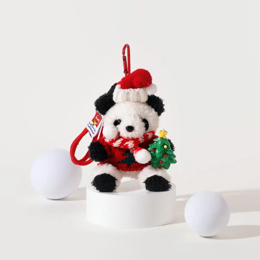 【クリスマス限定セール】4色展開 パンダ ぬいぐるみ マスコット キーホルダー ハンドメイド クリスマス プレゼント ギフト かわいい クリスマスツリーパンダ / フリー グッズ＞ぬいぐるみ