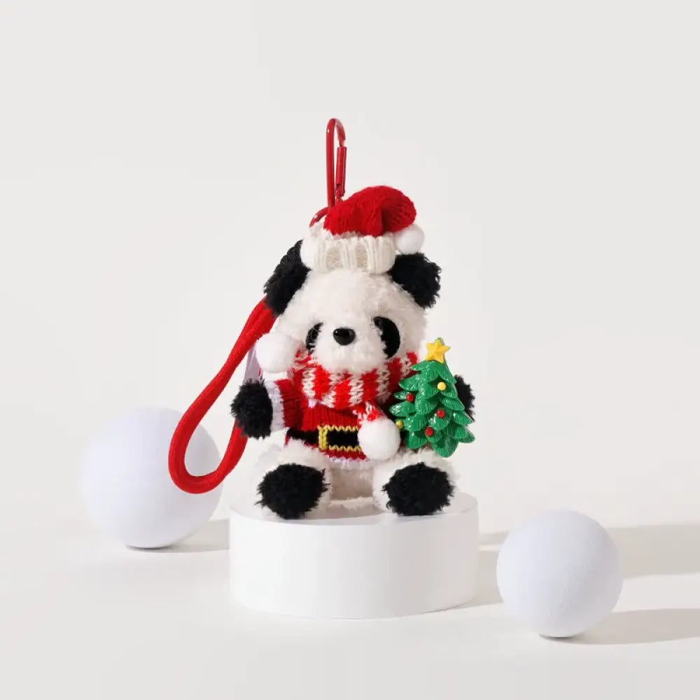 【クリスマス限定セール】4色展開 パンダ ぬいぐるみ マスコット キーホルダー ハンドメイド クリスマス プレゼント ギフト かわいい レッドベルトパンダ / フリー グッズ＞ぬいぐるみ