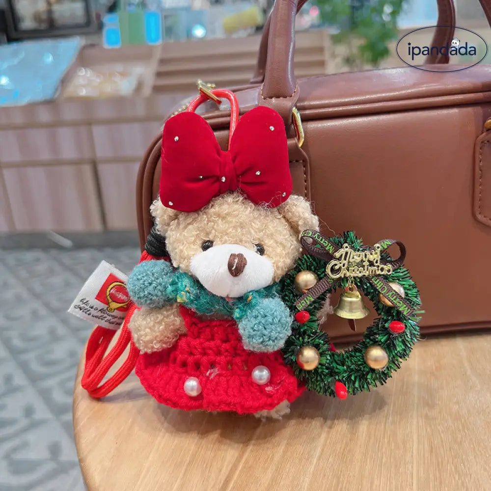 【クリスマスギフト】カートゥーン スカーフ ベア キーチェーン かわいい フリースぬいぐるみ バッグチャーム おしゃれ ギフト ID3028