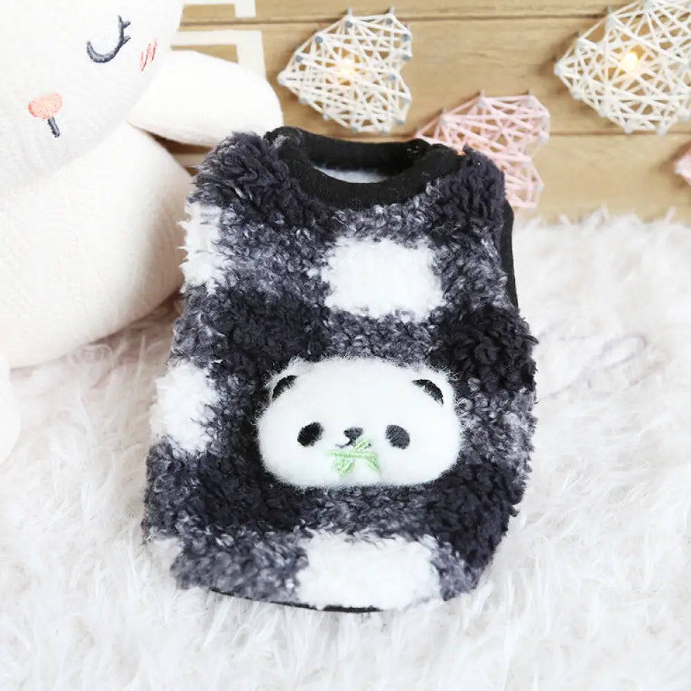 キャラクター 犬 もち団子 子犬 服 かわいい フリース 小犬 子猫 新生児 猫 服 柔らかい ふわふわ 軽量 快適 おしゃれ 小型 室内用 ペットウェア 癒し ギフト プレゼント ナチュラル ID2563 パンダ / 2XS