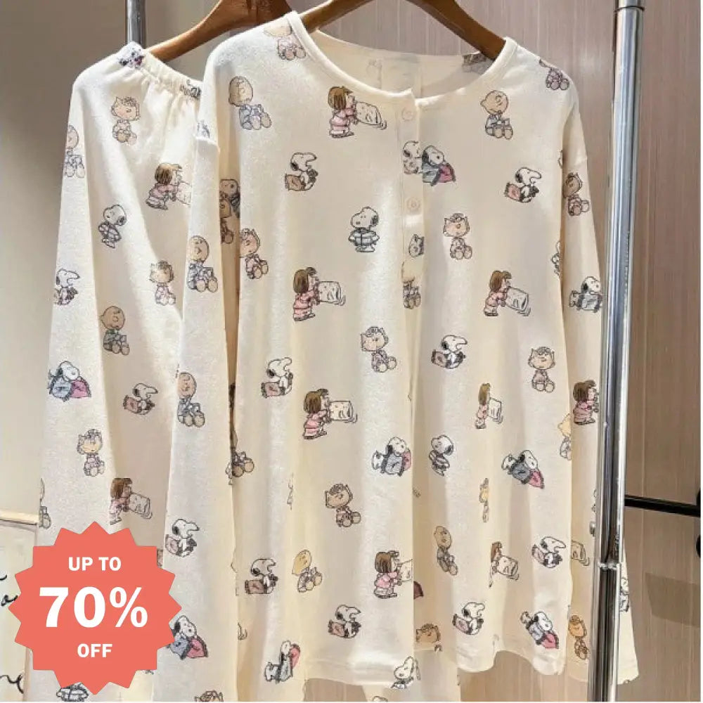 キャラクター スヌーピー プリント カジュアル 長袖 パジャマ レディース 上下セット 部屋着 寝間着 可愛い 春秋 新作 ルームウェアセット ID3962 写真通り / S レディース＞セットアップ