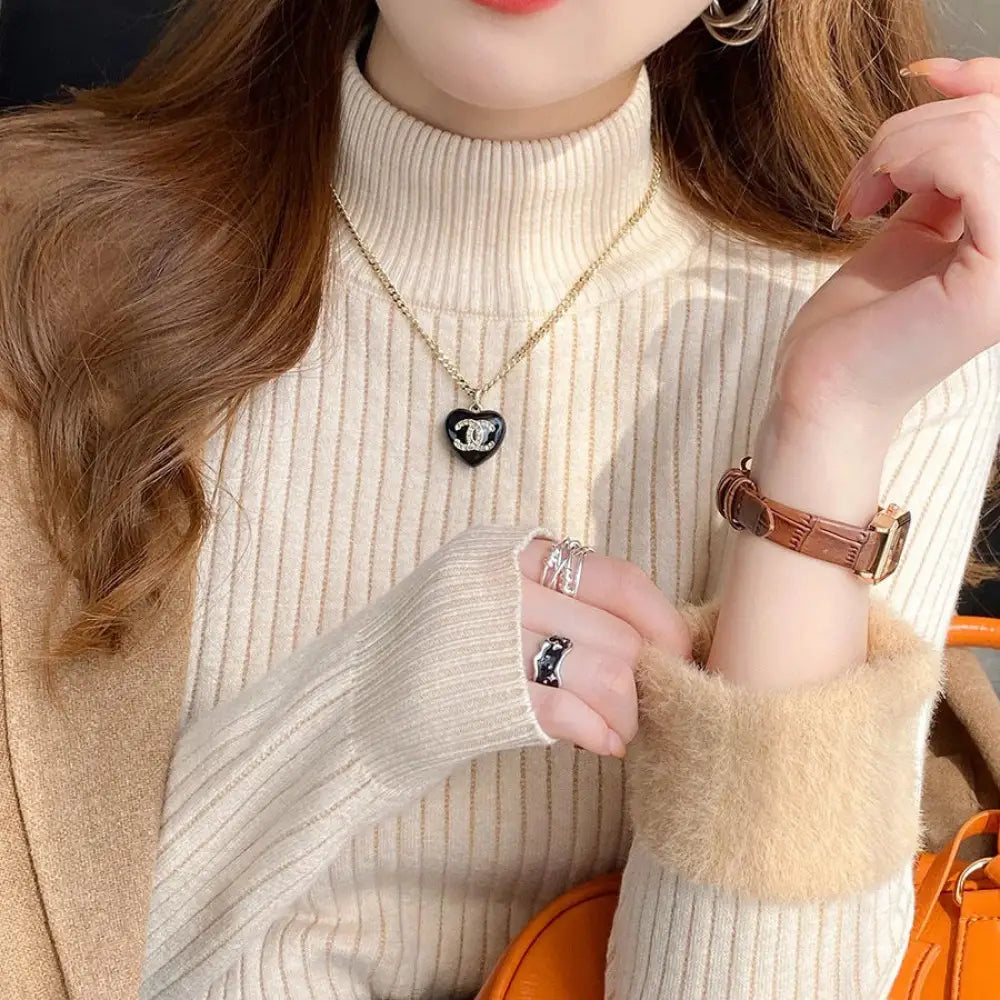 裏起毛 ニット ハイネックニット レディース リブニット ハイネック トップス 長袖 厚手 極暖 セーター ニットセーター 暖かい ふわふわ プルオーバー チクチクしない オフィスカジュアル きれいめ 秋冬 秋 ID3109 フリー