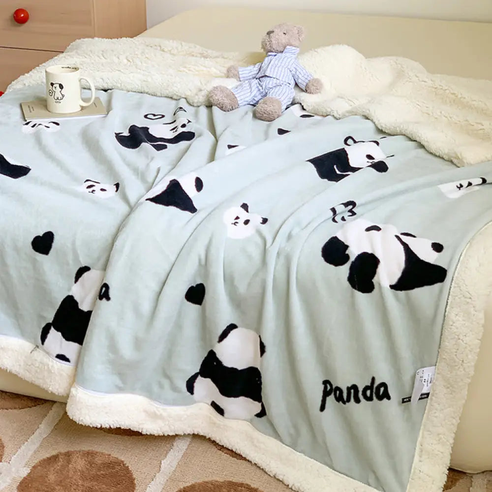 両用仕樣 パンダ柄 ブランケット 防寒毛布 もこもこ 毛玉なし 肌